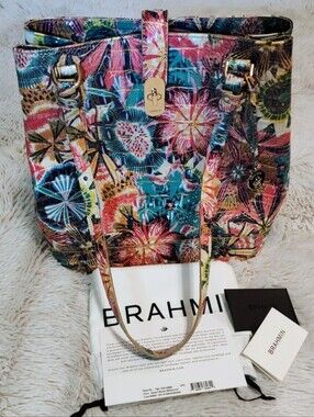 ✨ Like New ✨ Brahmin Fiora Bag Desert Bloom Melbourne Floral Pink Teal Metallic